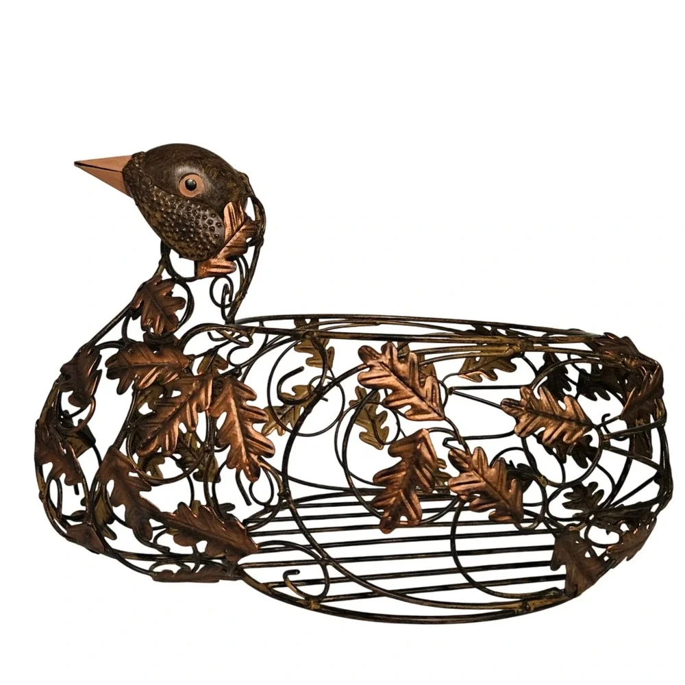 Vintage‎ Rustic Turkey Metal Wire Basket Decorative Trinket Holder Table Decor